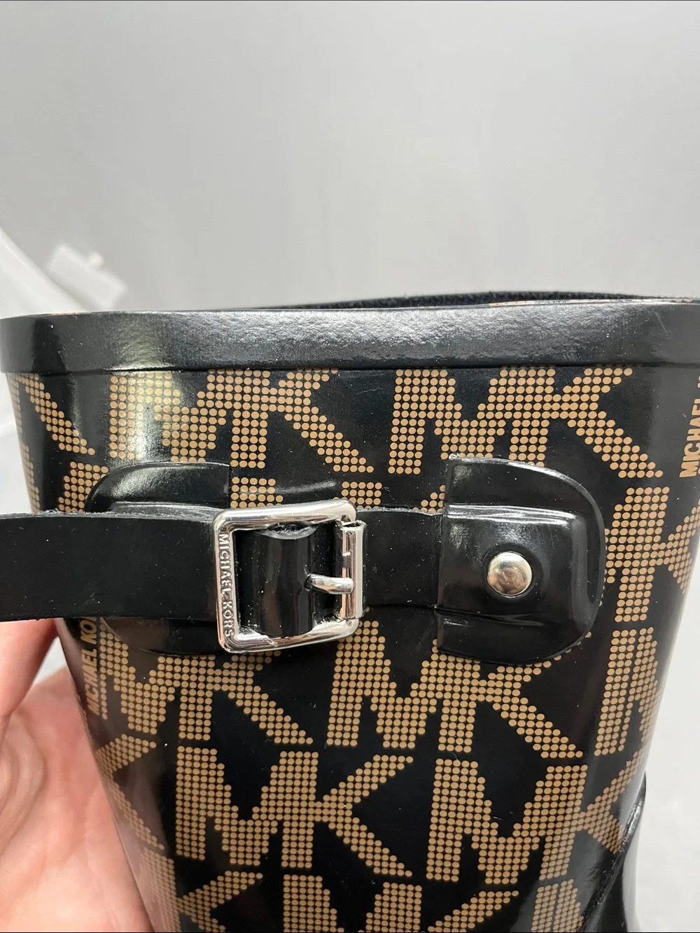 Michael Kors Signature MK Logo Rain Boots with Side Buckle - Size 6